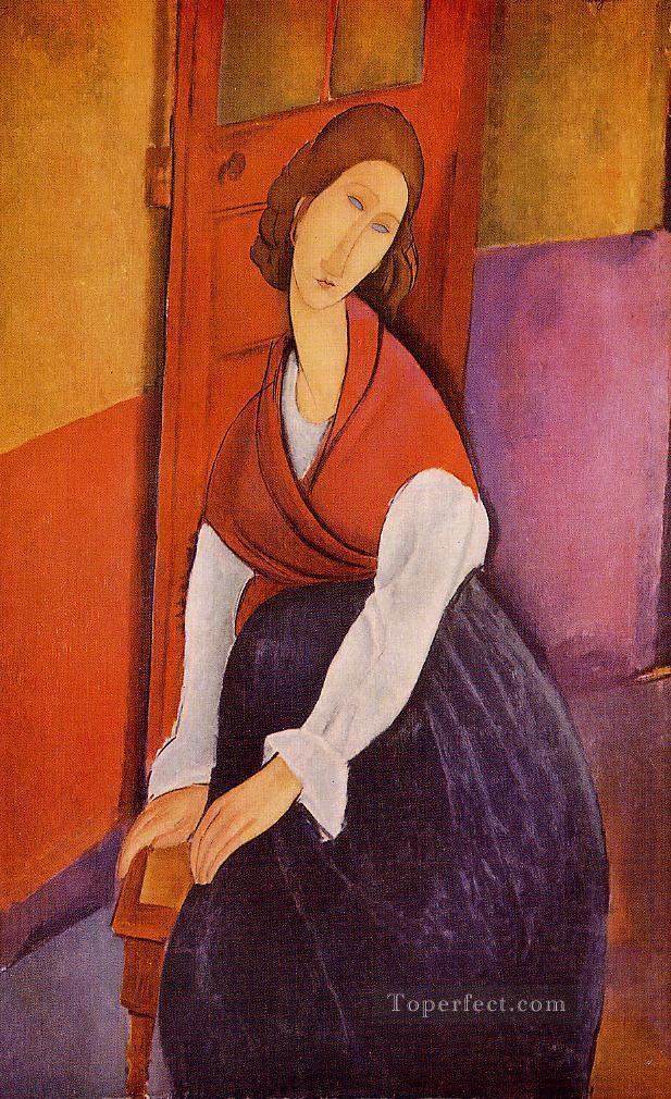 jeanne hebuterne delante de una puerta 1919 Amedeo Modigliani Pintura al óleo
